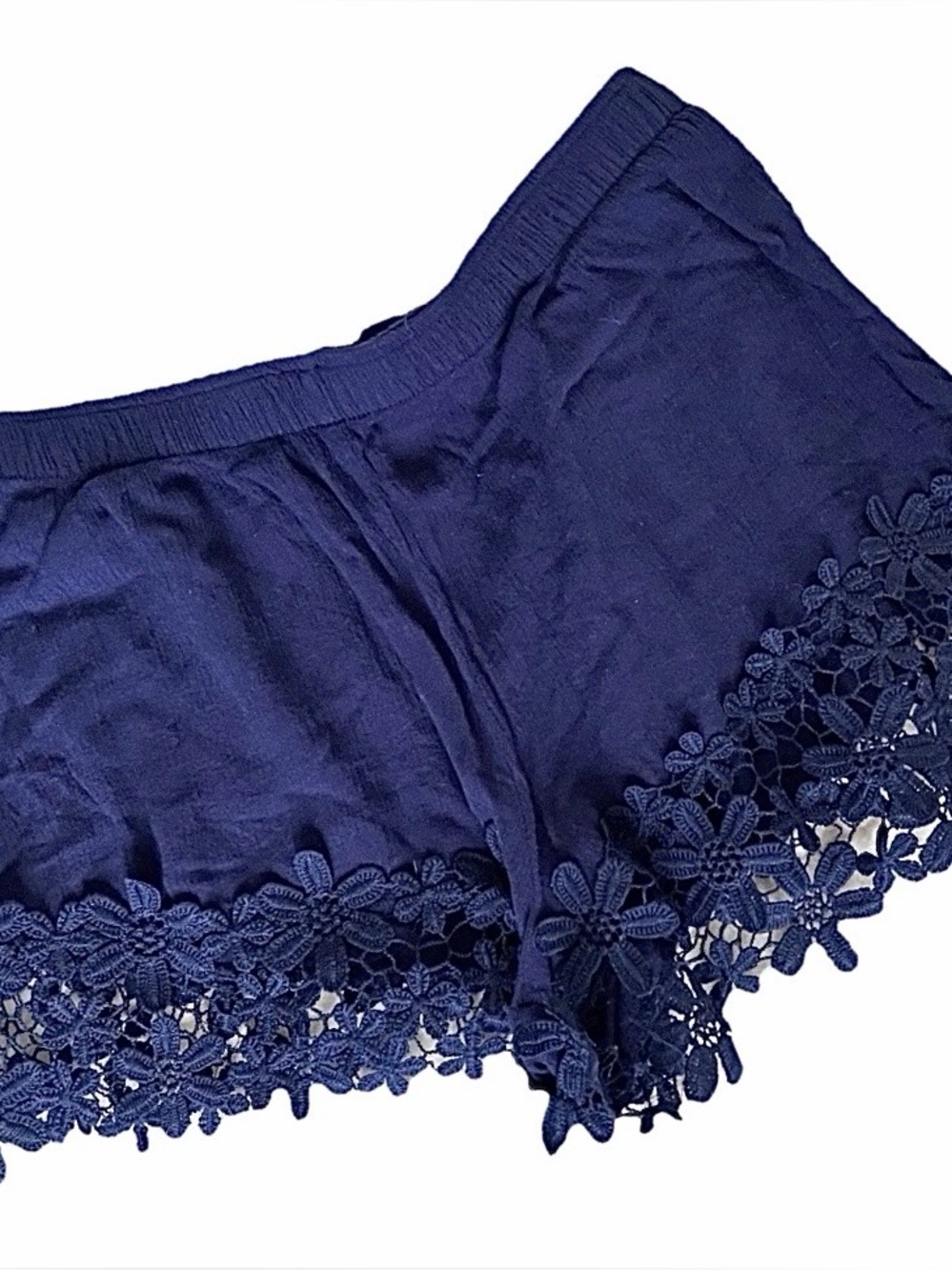 Rue21 Dark Blue Pull on Shorts size M Medium Lace Scalloped Hem Y2k Boho Fairy